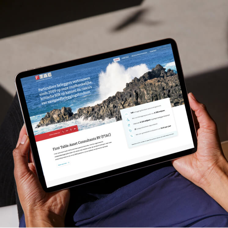 FTAC selecteert vastgoedbeleggingsfondsen die stabiele rendementen behalen. Voor FTAC Heeft Clic een rebranding doorgevoerd brochures ontworpen en de nieuwe website ontworpen. Wireframe en content strategie uitgewerkt in responsive webdesign en overdracht naar de wedbouwer.
