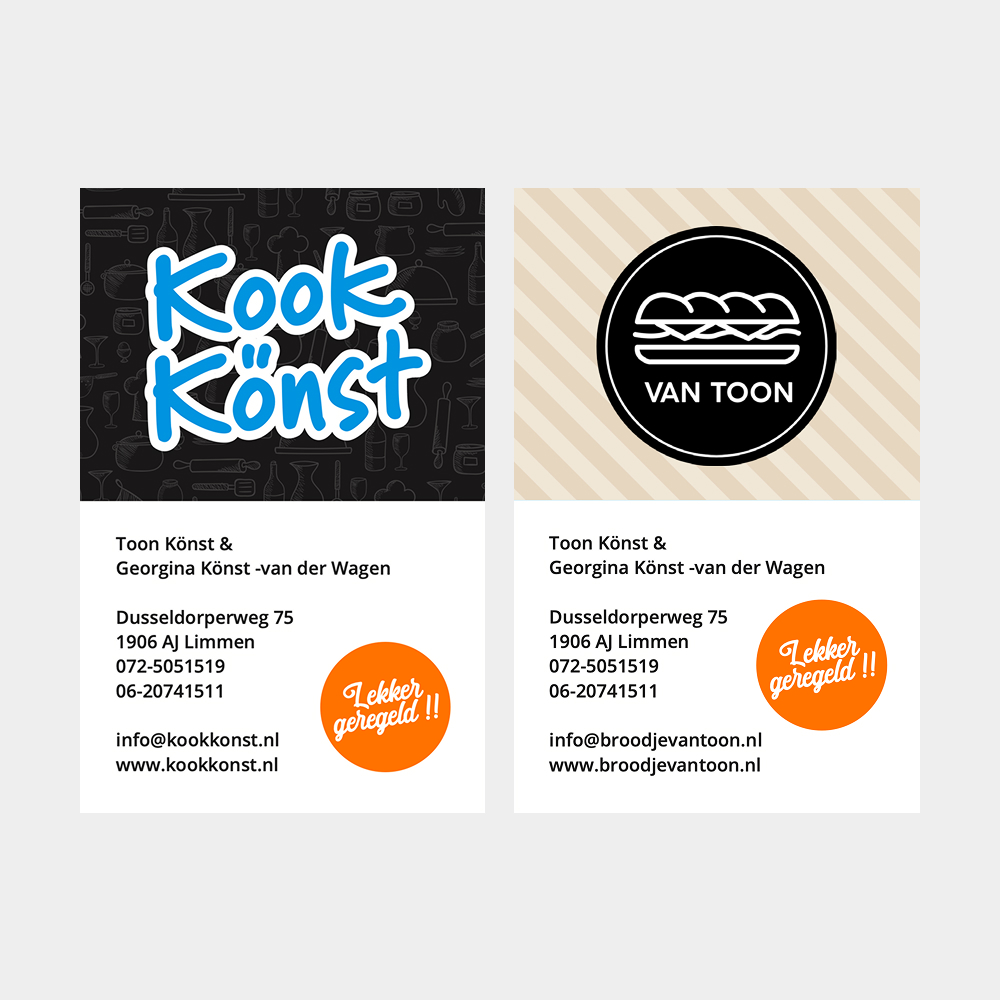 Kookkonst is dé cateringspecialist van Limmen en omstreken. Naast het verzorgen van buffetten hebben ze een eigen broodjeszaak waar je terechtkunt voor heerlijke, verse broodjes.

Vanuit Clic verzorg ik inmiddels zo’n 10 jaar de creatieve marketinguitingen voor Kookkonst. Van webdesign en webbouw tot posters, bestelformulieren, seizoensflyers en menukaartjes. Alles vanuit hun herkenbare en karaktervolle huisstijl, die klanten direct herkennen en die past bij de persoonlijke en ambachtelijke uitstraling van Kookkonst.